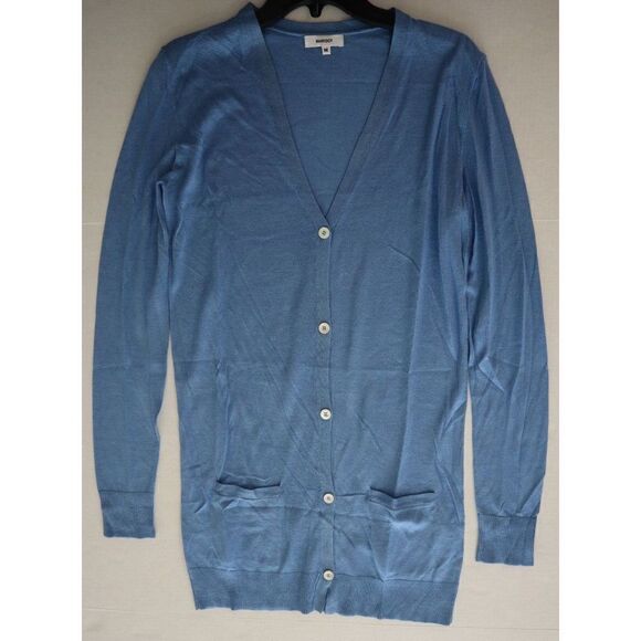 MARIGOT Women's Sz M Summer Blue Silk & Cashmere Classic Cardigan Sweater $389 - Picture 5 of 7